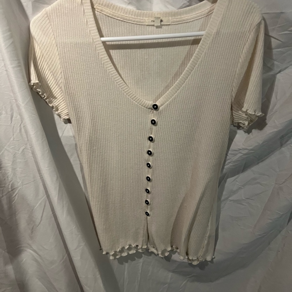 Maurices Ivory Button-Down Ribbed Top